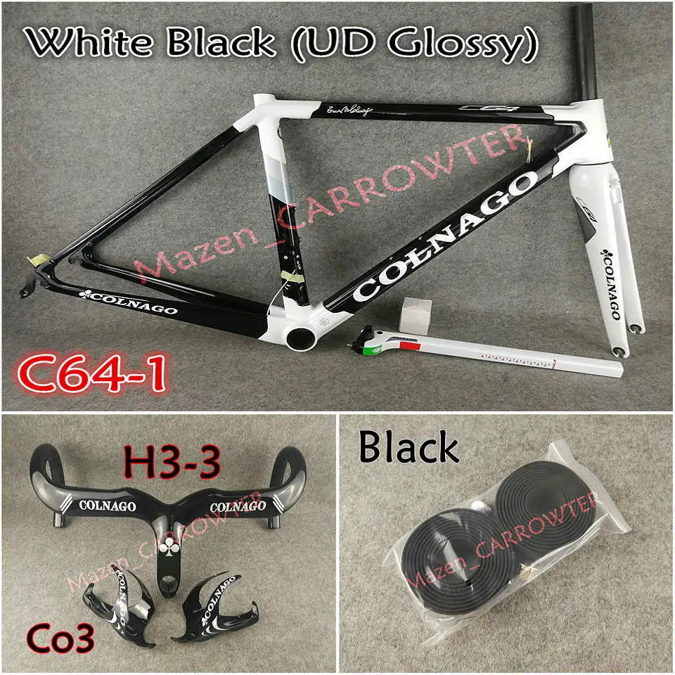 T1100 UD глянцевый белый черный Colnago C64 карбоновая рама+ руль+ седло+ клетки для бутылок+ 50 мм карбоновый комплект колес Novatec A271 ступицы - Цвет: Package 4