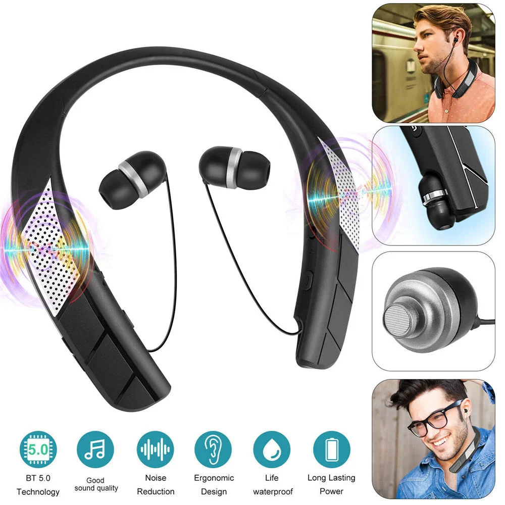 

Bluetooth 5.0 Neckband Headset Wireless Earbuds Earphone Speaker Headphone Mic 2022 New Sports Bluetooth Headset