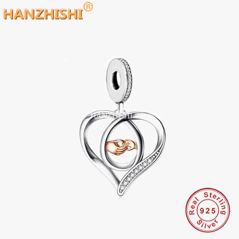 

925 Sterling Silver Love Heart Hand Dangle Charms Beads Fit Original Pandora Bracelet Necklace Jewelry Gift for Wife Girlfriend