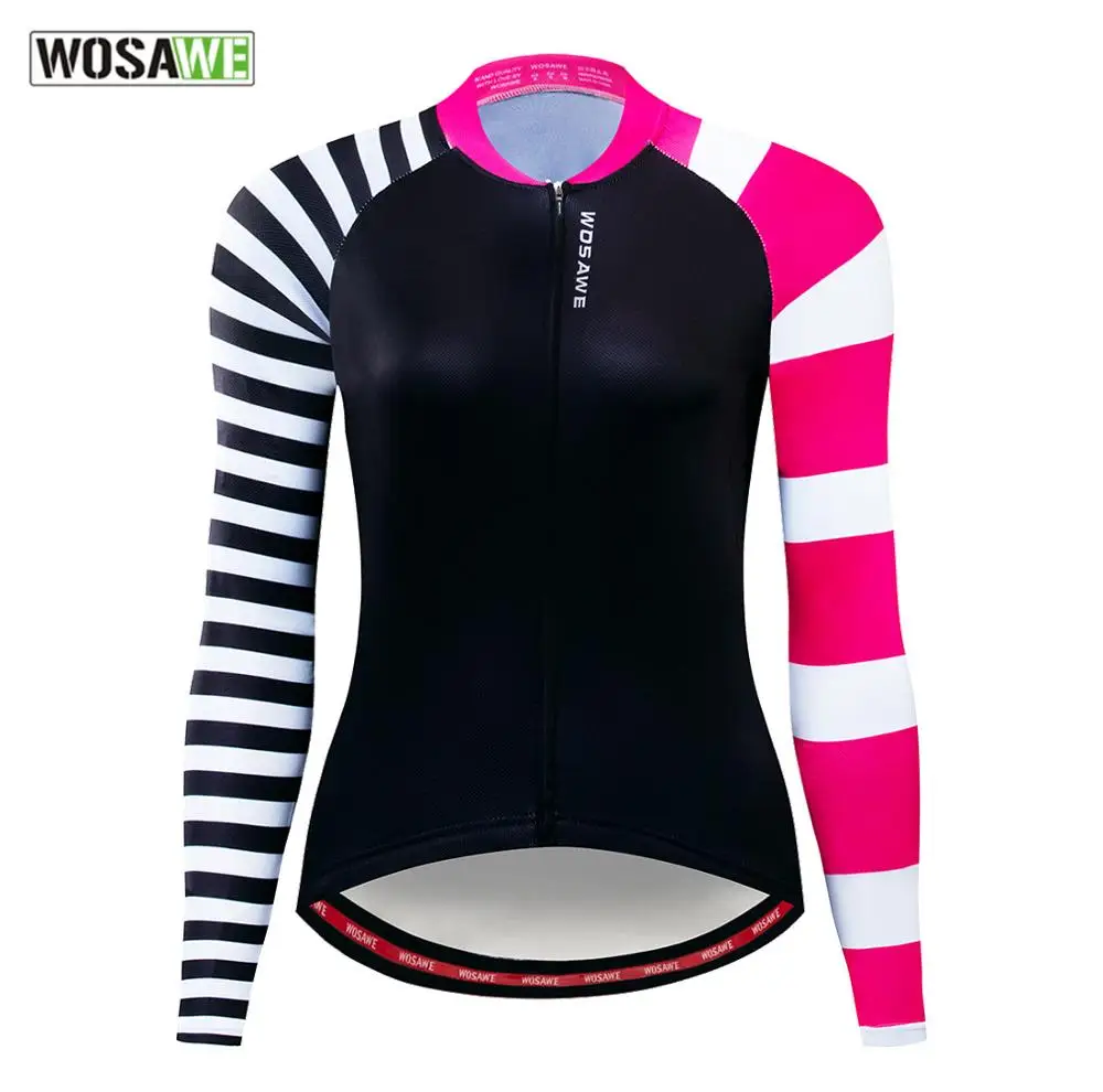 

WOSAWE Female Cycling Jersey Long Sleeves Road Cycling Clothes Spring Autumn Breathable Long Sleeves Bicycle Women's Jersey