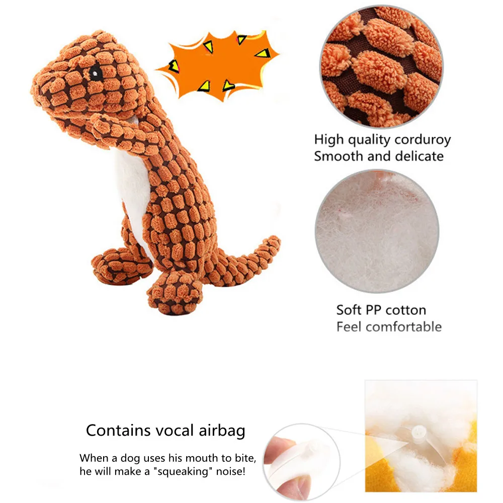 

Pets Toys For Small Large Dogs Dinosaur Shape Plush Puppy Resistant To Bite Grinding Teeth Vocalizing Cleaning Teeth