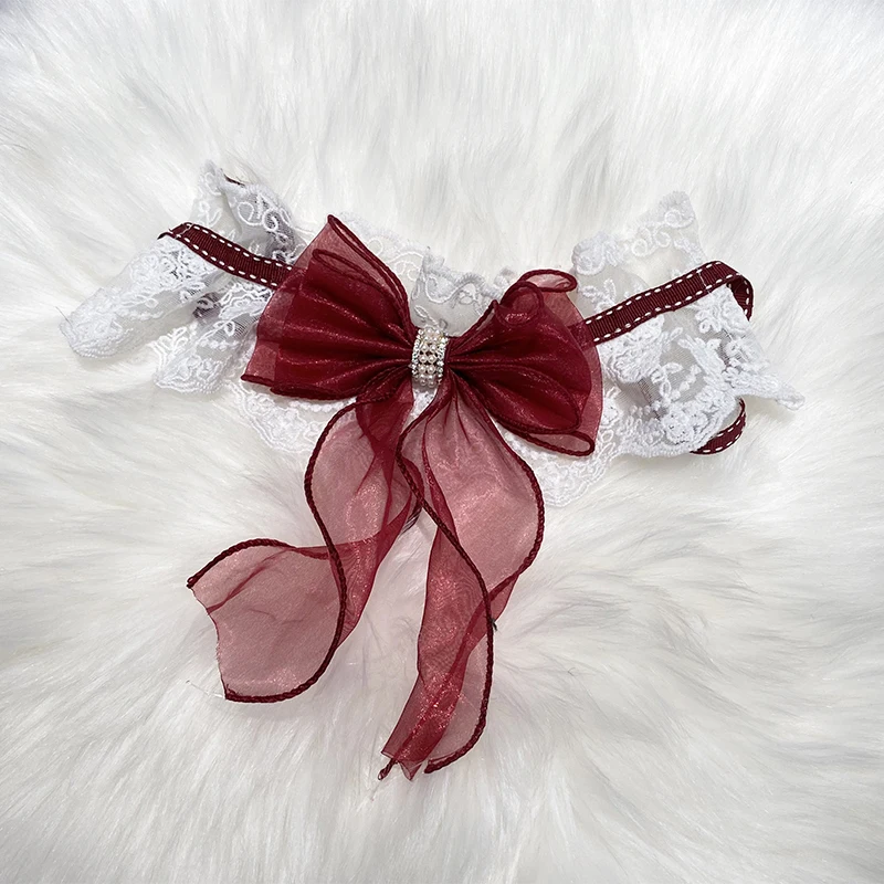 

Pet Dog Cat Jewelry Accessories Fashion Wine Red Black Bowknot Pearl Dog Bibs Collar For Small Medium Dog Neckerchief Bib Poodle