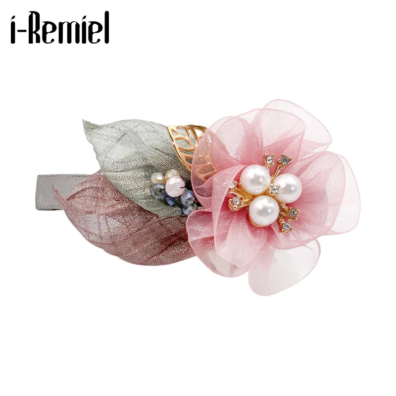 Заколка для волос с цветами женская роскошный зажим из ткани в Корейском стиле