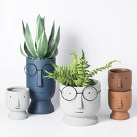 nordic style ceramic decorative flower pot creative art human face succulent cactus planter pot with hole gardening accessories