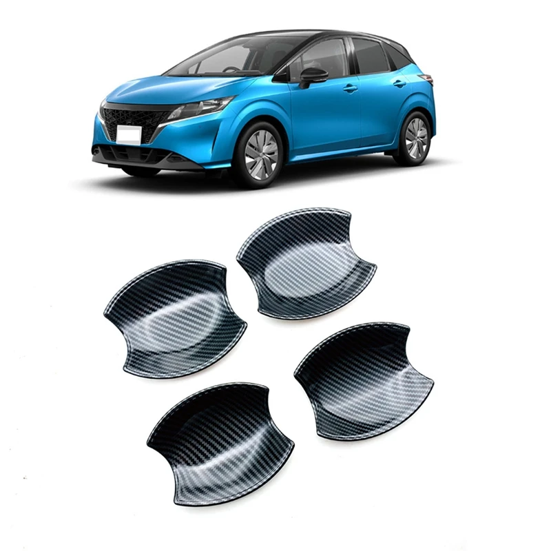 

for 2021 Nissan Note E13 Carbon Fibre Car Door Handle Bowl Cover Trim Frame Door Handle Decorative Stickers