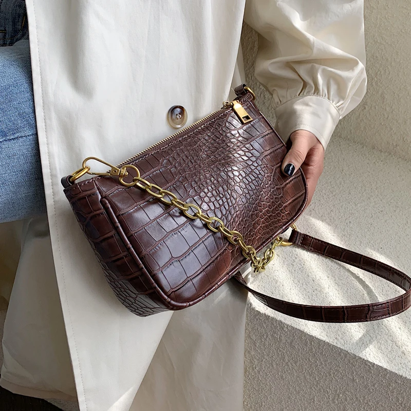 Винтажная модная женская сумка тоут с крокодиловым узором новинка 2019