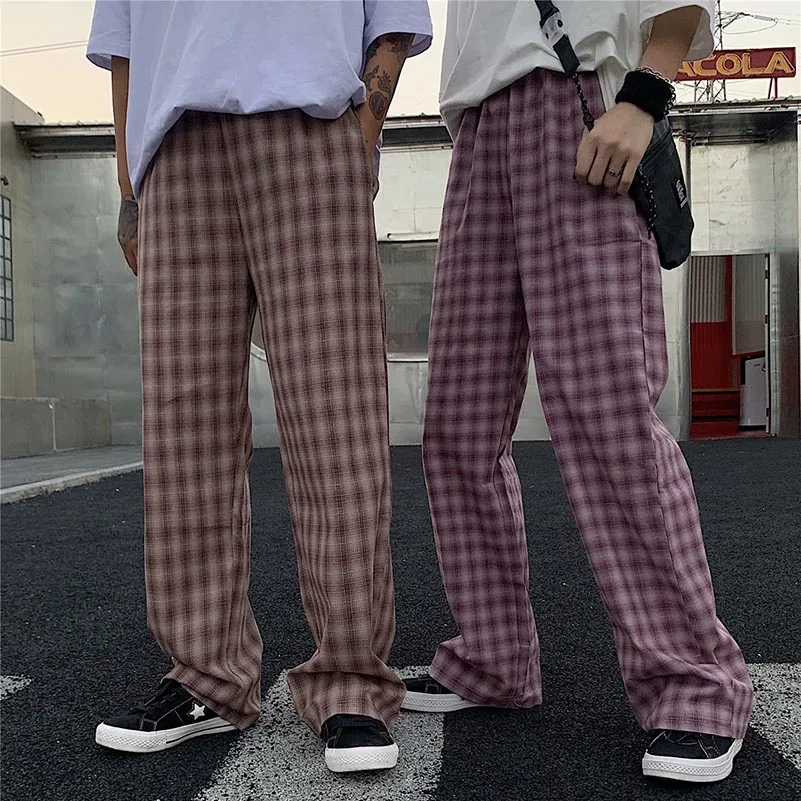 Женские брюки в клетку NiceMix эластичные Широкие штаны с высокой талией