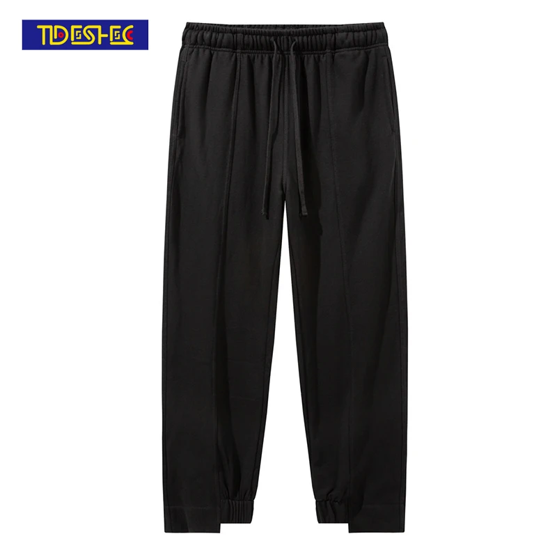 

Брюки Tideshec мужские повседневные, модные штаны с высоким и низким вырезом, хлопковые, махровые, летние