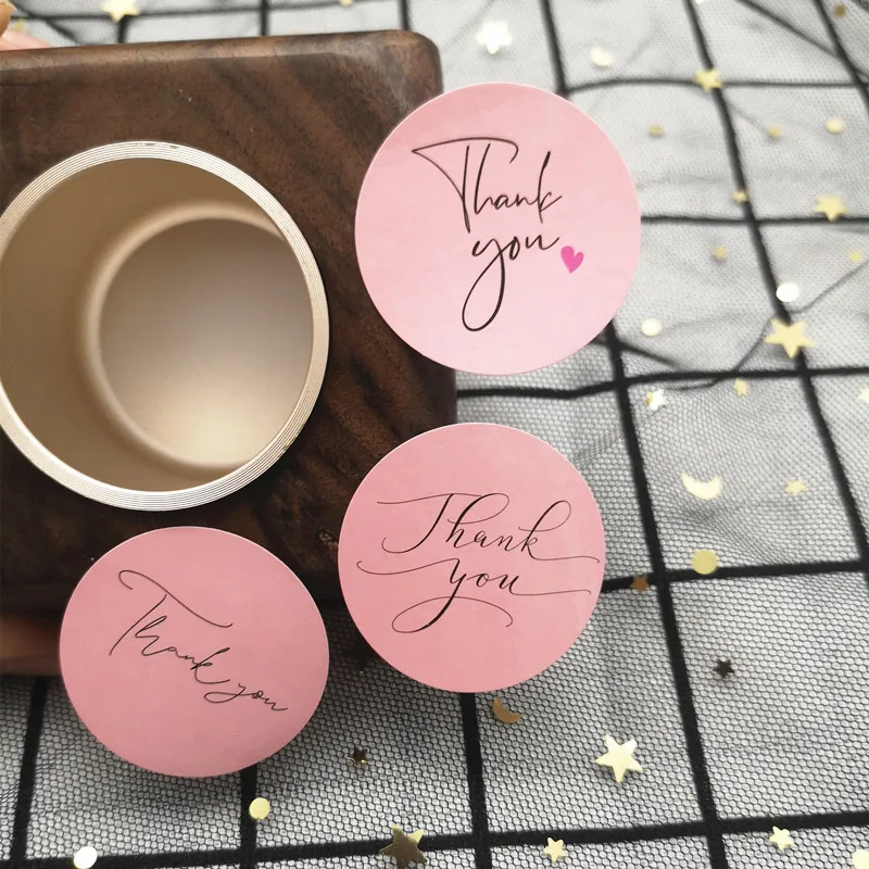 

Pink Round Thank You Sealing Label Handmade Cake Packaging Sticker Baking Wedding DIY Gift Decoration Envelope Stickers 120Pcs
