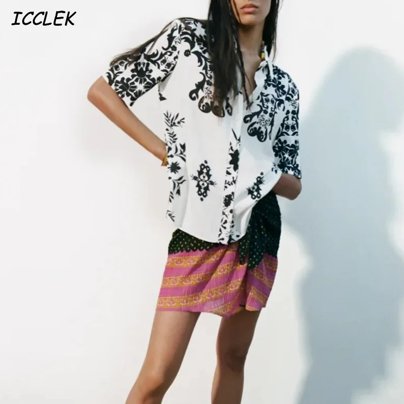 

Summer Women Shirt Short Sleeve Casual Shirts Button Up Floral Printed Vintage Blouse For Woman Female Fashion Blusa 2021 New Za
