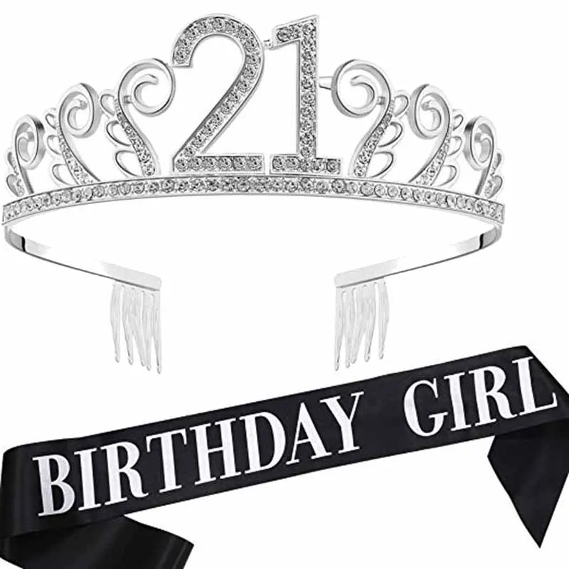 Тиара корона принцессы пояс 18th 21st 30th 40th 50th 16 18 21 30 40 50 лет с днем рождения Нарядная, для девочек украшения подарок услуга