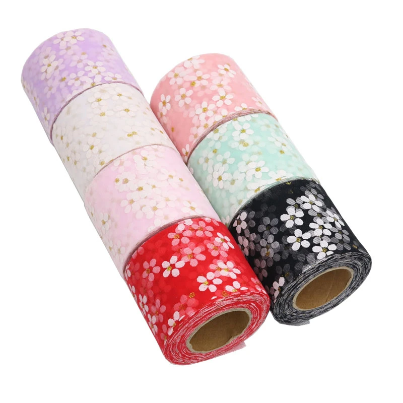 

25Yards 6cm Daisy Tulle Roll Soft Iridescent Mesh Ribbon DIY Handmade Craft Tutu Bowknot Wedding Birthday Deco Fabric Supplies