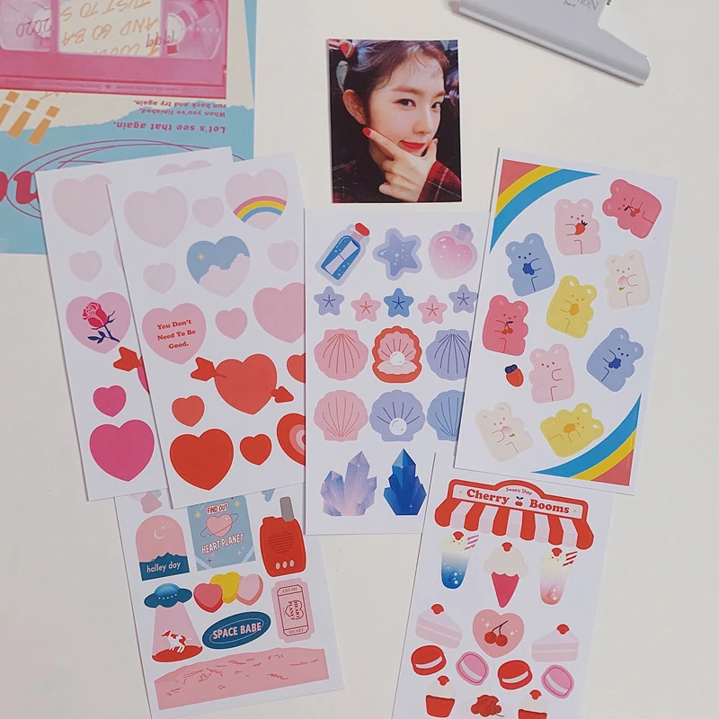 1 лист с рисунком милого мишки наклейки вишня Декор Скрапбукинг Материал дневник