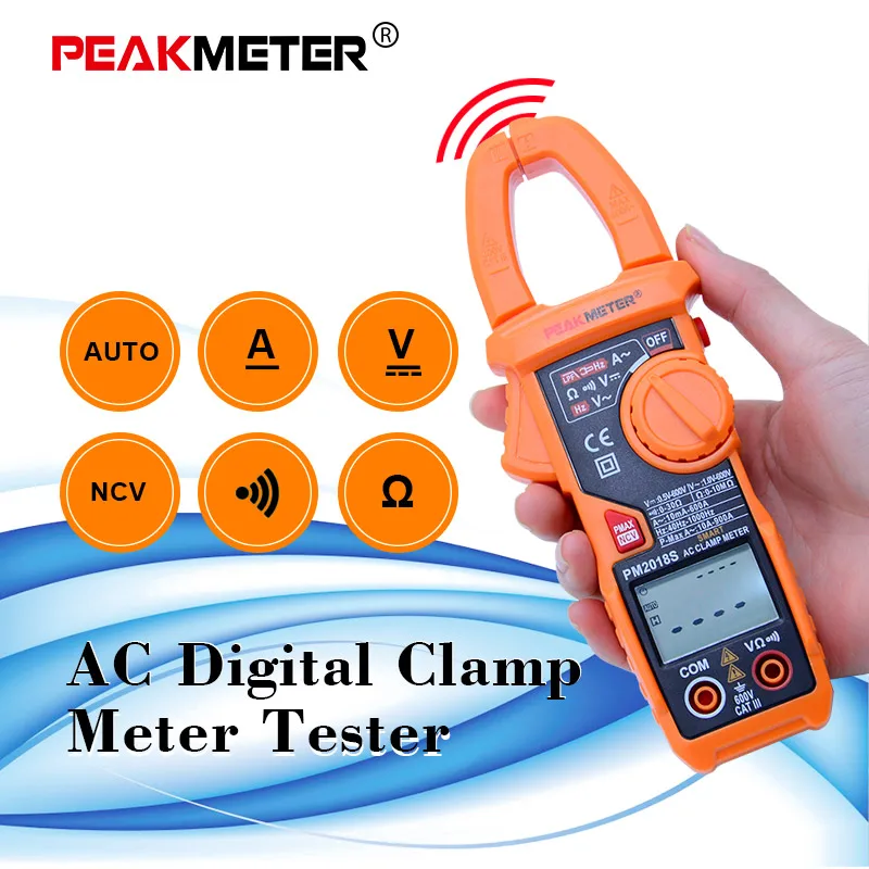 PEAKMETER PM2018S Портативный Смарт AC Цифровой клещи мультиметр переменного тока Сопротивление напряжения непрерывность измерения тестер