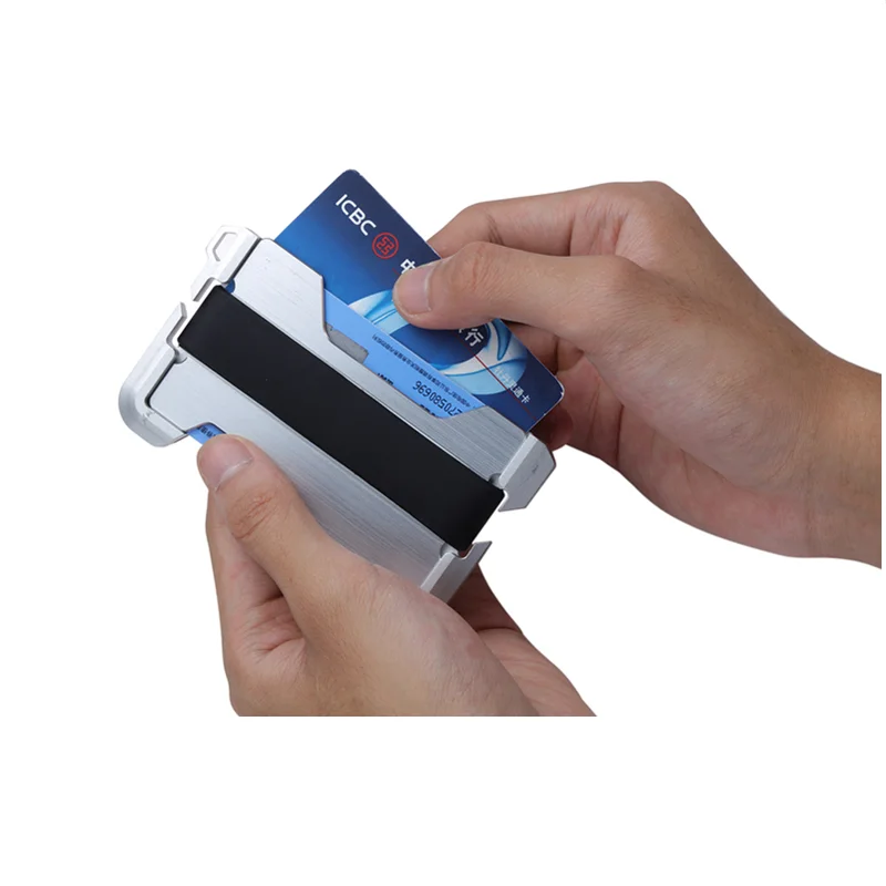 Держатель для карт из натуральной кожи мужской Алюминиевый металлический RFID