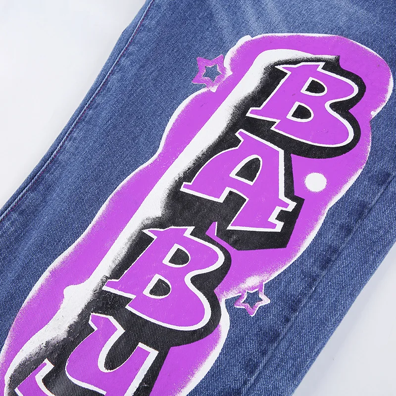 

Fanco 2020 Autumn New Fashion Women's Pants Streetwear Letter Printed High Waist Casual Straight Trousers Vintage Jeans Loose
