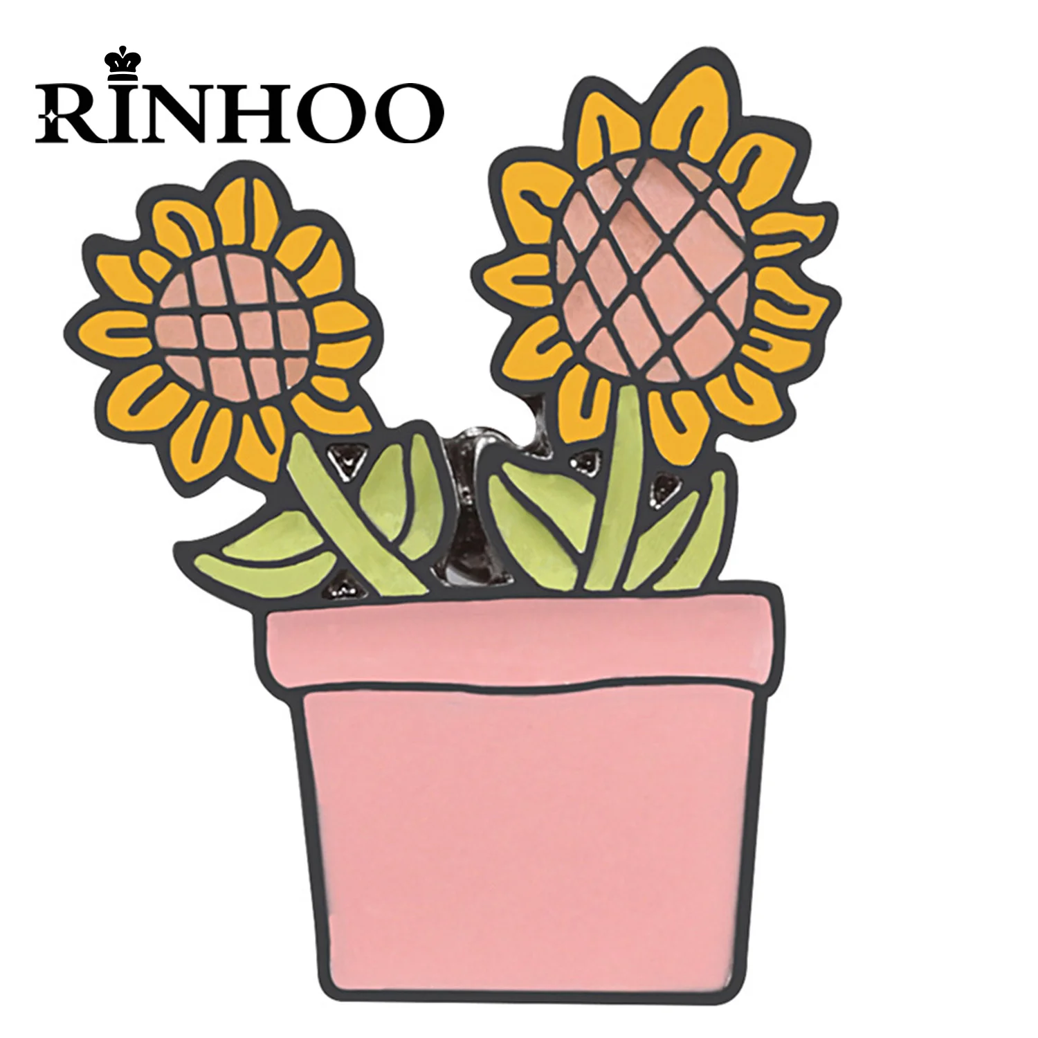 

Rinhoo Sunflower Potted Plant Metal Enamel Brooches Fashion Cartoon Cactus Badges Pin Cute Tree Leaf Flower Backpack Lapel Pins