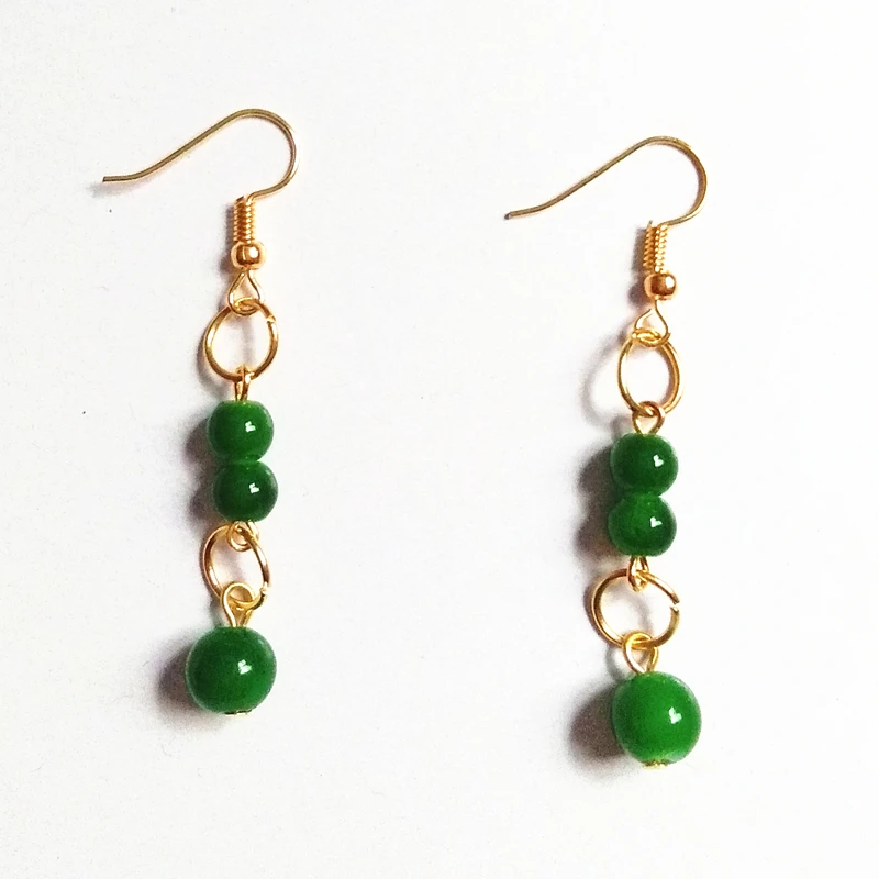 

New Colorful Glass Beads Gold Drop Earrings Short Earring Cute Peacock Blue Imitation Pearl Party Gifts For Women Girls Jewelry
