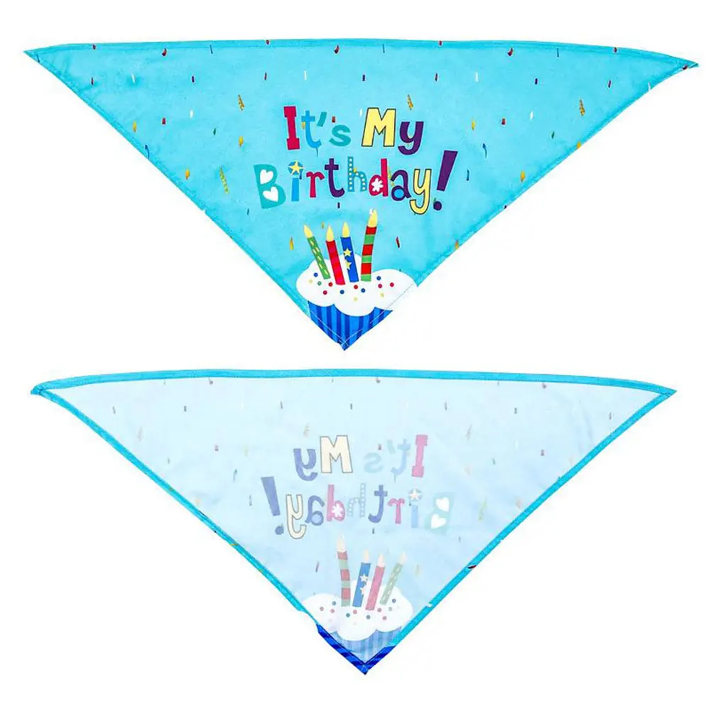 

1PCS Washable Pet Birthday Bandana Cute Puppy Doggie Bibs Neckerchief Decor Accessories Birthday Party Cat Neck Decor Pink Blue