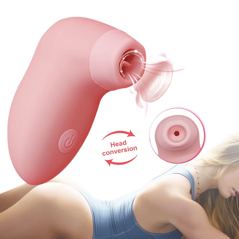Вибратор для клитора на присосках с лизацией языка сменный стимулятор сосков