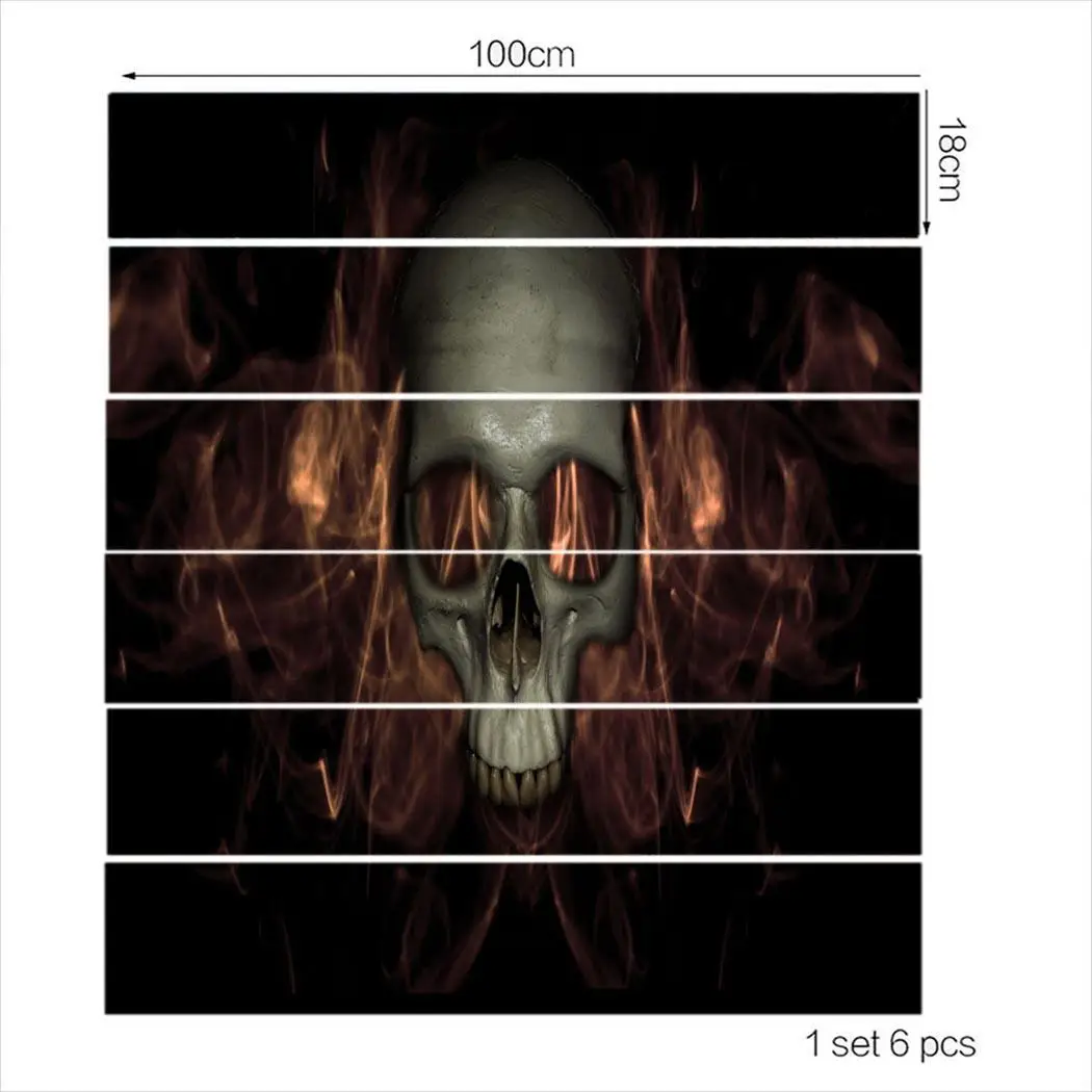 6Pcs Home Self-Adhesive PVC Wallpaper Dcor Halloween 1-19 Decoration Living Room Staircase Stickers | Дом и сад