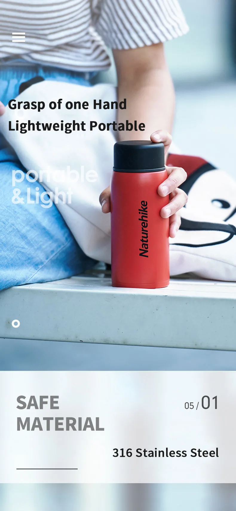 Naturehike 316 Нержавеющая сталь изоляционная Чашка 500 мл Портативный 12 часа тепла/сохранение холода для путешествий на открытом воздухе Leakageproof чашки