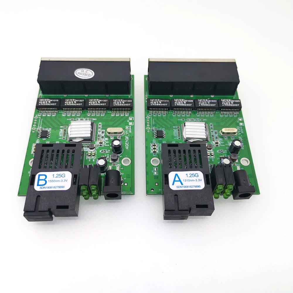 1 пара гигабитных оптоволоконных медиа конвертеров 1F4E FTTH 4*1000 Мбит/с одномодовый