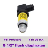 flush pressure sensor,  9 30vdc supply, 4 to 20mA amplified signal, 6000psi, 3000 psi, 0 1000 psi, AISI 316L wetted parts, IP 65