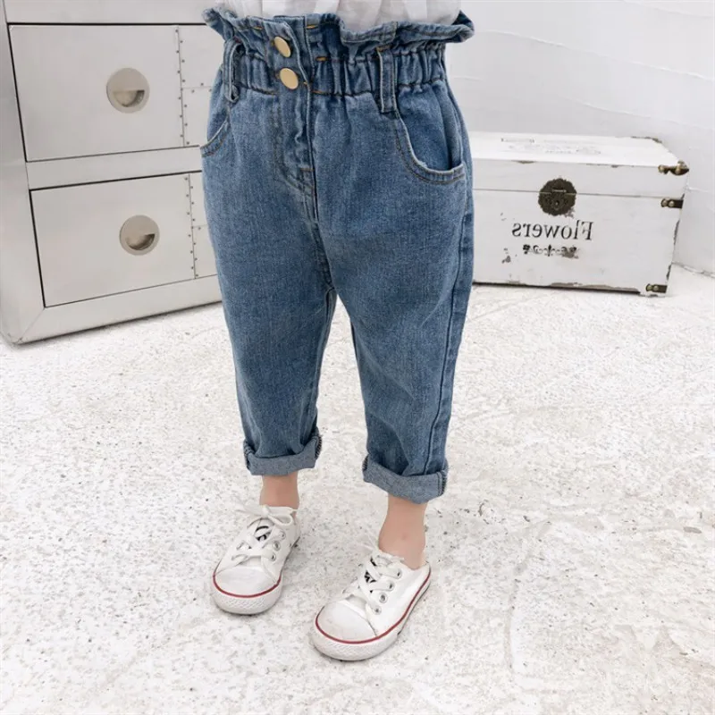 

Cute 2-8Y Children Toddler Girls Casual Elastic Waist Jeans Denim Pants Summer Spring Bottoms Trousers Baggy jeans harem pants