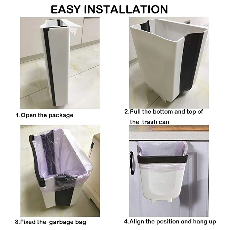 Car Hanging Trash Can Collapsible Small Garbage Bin for Cabinet Cupboard DoorGallon Portable Folding Waste Container | Автомобили и