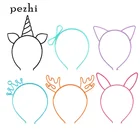 Повязка на голову с единорогом для мальчиков и девочек, Корона обруч для волос, Мультяшные принадлежности для вечеринок, аксессуары для волос с кошачьими ушками, головной убор (много цветов)