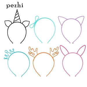 Повязка на голову с единорогом для мальчиков и девочек, Корона обруч для волос, Мультяшные принадлежности для вечеринок, аксессуары для волос с кошачьими ушками, головной убор (много цветов)