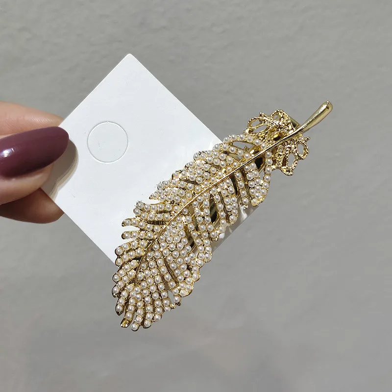 

Diamond Barrette Pearl Hairpins Headwear Alloy Bangs Duckbill Clip Metal Hair Accessories Styling Tools