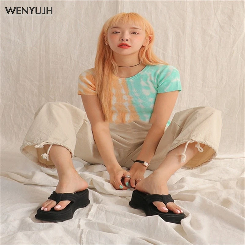 

New Brand New Flip Flops Summer Fashion Women Shoes Slippers Design Slope Heel Platform Shoe High Heels 2021 Sexy Slipper Women