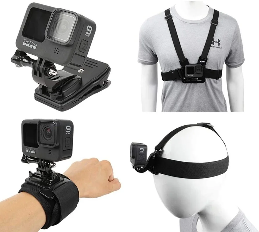 sport camera accessories set for gopro hero 9 8 7 quick release head strap chest mount harness backpack clip holder wrist strap free global shipping