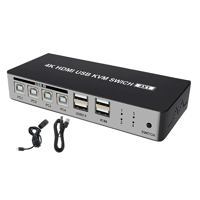 Kvm-коммутатор с 4 портами Hdmi Поддержка порта Max 4K @ 30 Гц вход Usb2.0 концентратором в 1 |