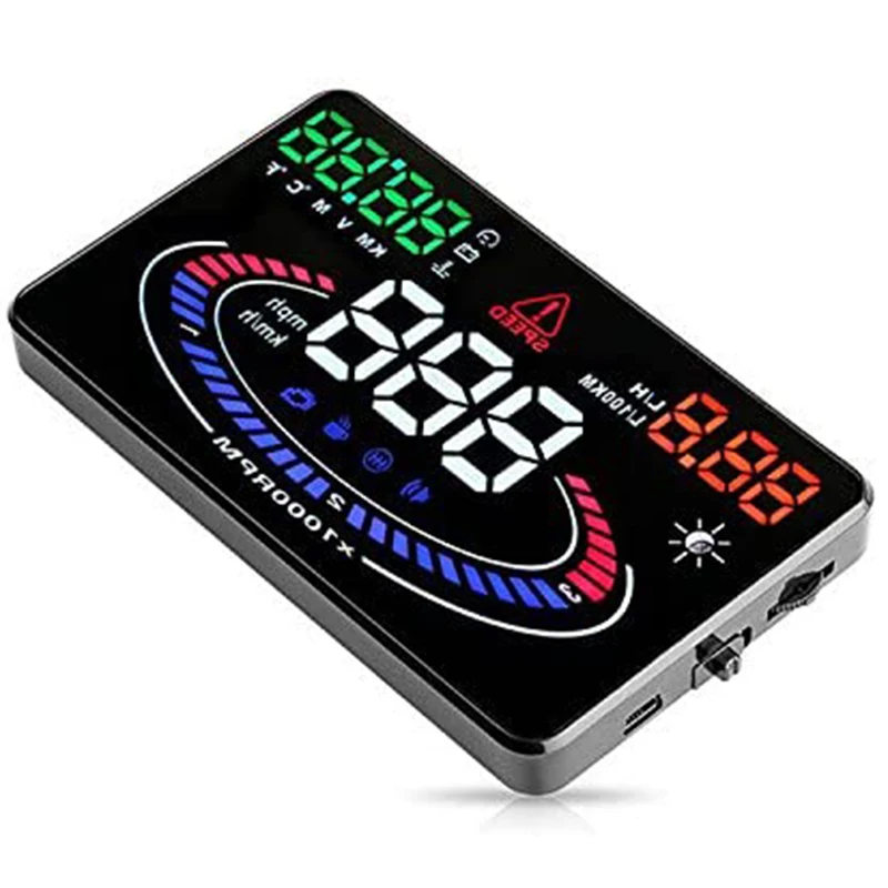 

Safety Plug and Play 5.5 Inch Premium Car Head Up Display Compatible with Universal HUD OBD Multi Color Design E300 OBD2