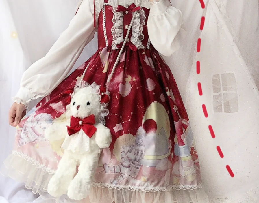 Лолита jsk принцесса лоли печати kawaii платье для девочек градиент Лолита езды Высокая талия бант кружева рюшами Готический Винтаж сладкий лоли
