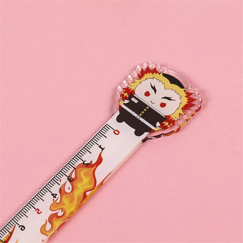 1Pcs Anime Demon Slayer Kimetsu No Yaiba Kamado Tanjirou Cosplay Measuring Scale Students Cartoon Measure Ruler Gift for Kids