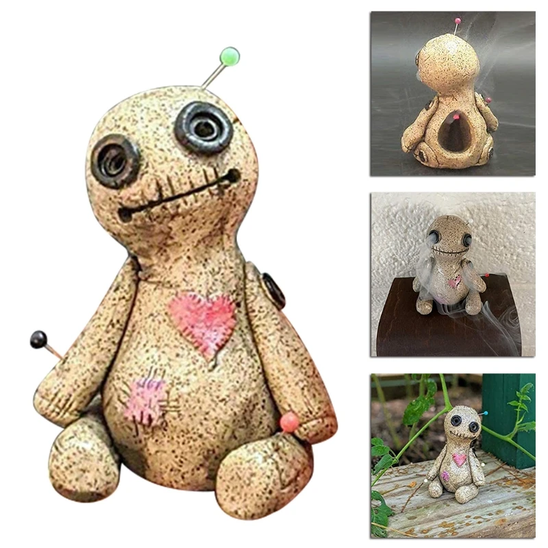 

Voodoo Doll Cone Burner Censer Tabletop Resin Backflow Incense Holder Decorated with Handcrafted Crafts, Used for Home O 85LA