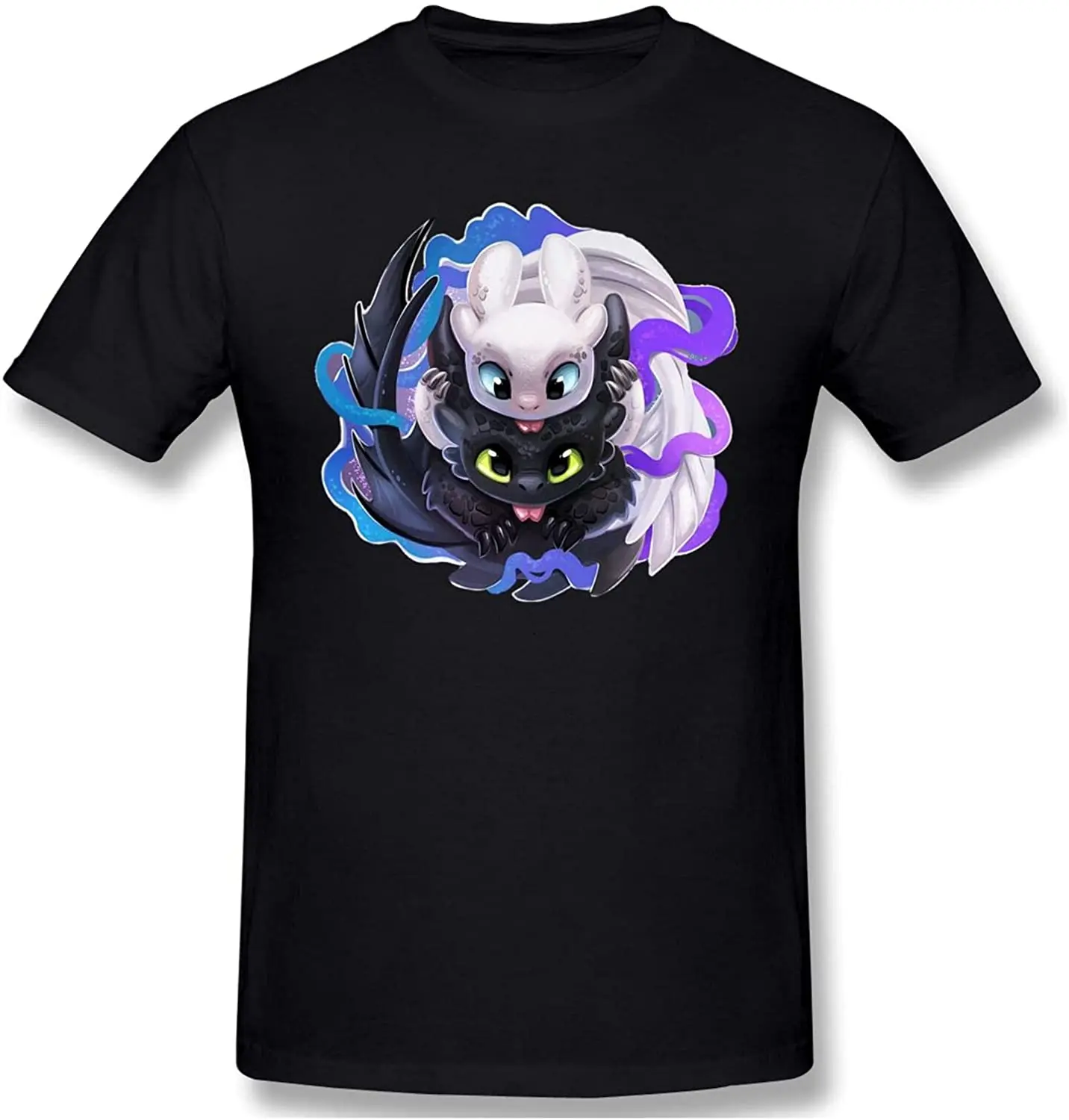 

T-Shirts Unisex 3D Printing Toothless's Love Short Sleeve Round Neck Soft T-Shirt Black Loose And Comfortable Top Shirt