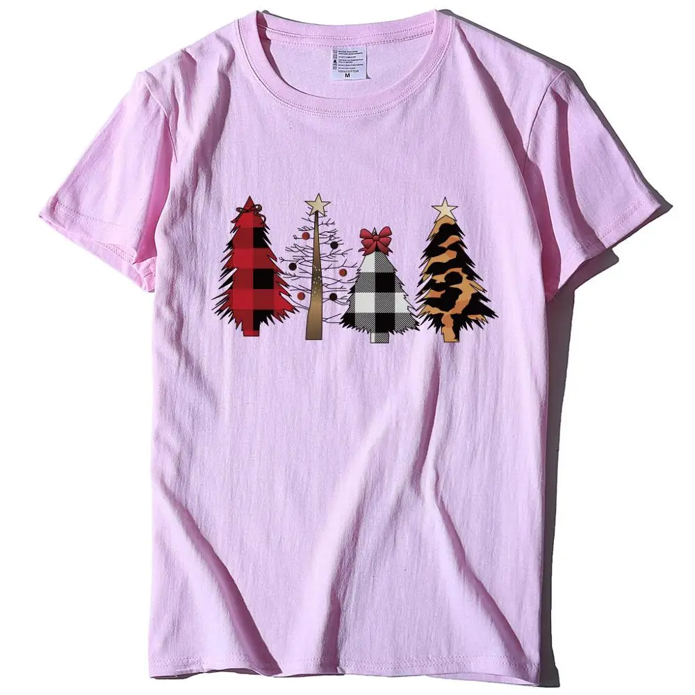 

Women's T-shirt Europe and America Christmas Tree Printed T-shirts for Women Cotton Loose Top Female Tshirt Feminino
