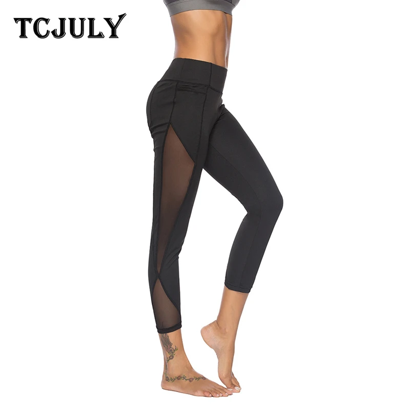 TCJULY новый дизайн сексуальные сетчатые Лоскутные женские леггинсы брюки с