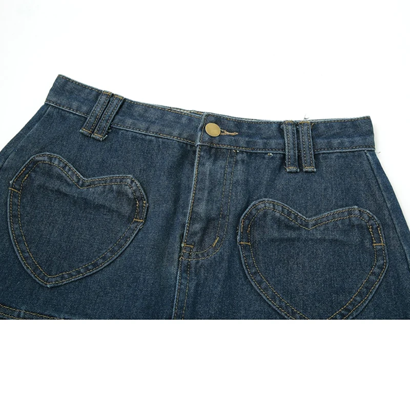 Плиссированная джинсовая юбка Y2k с высокой талией Женская Повседневная голубая