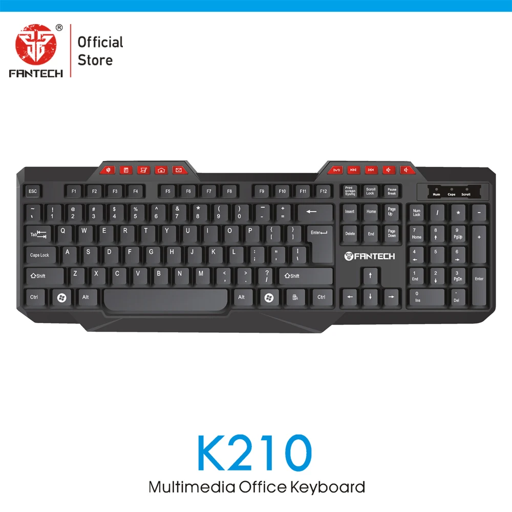 Fantech K210 клавиатура 114 ключей 10 мультимедийная Кнопка Englishe USB Wried компьютерная