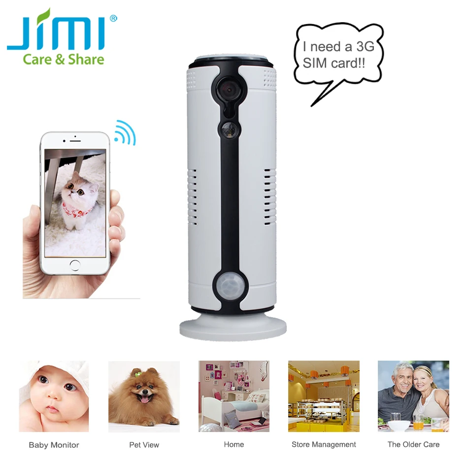 

Jimi Лидер продаж JH09 Wi-Fi камера беспроводная комнатная камера видеонаблюдения с IP-камерой видеоняня с бесплатным облачным хранилищем для дом...