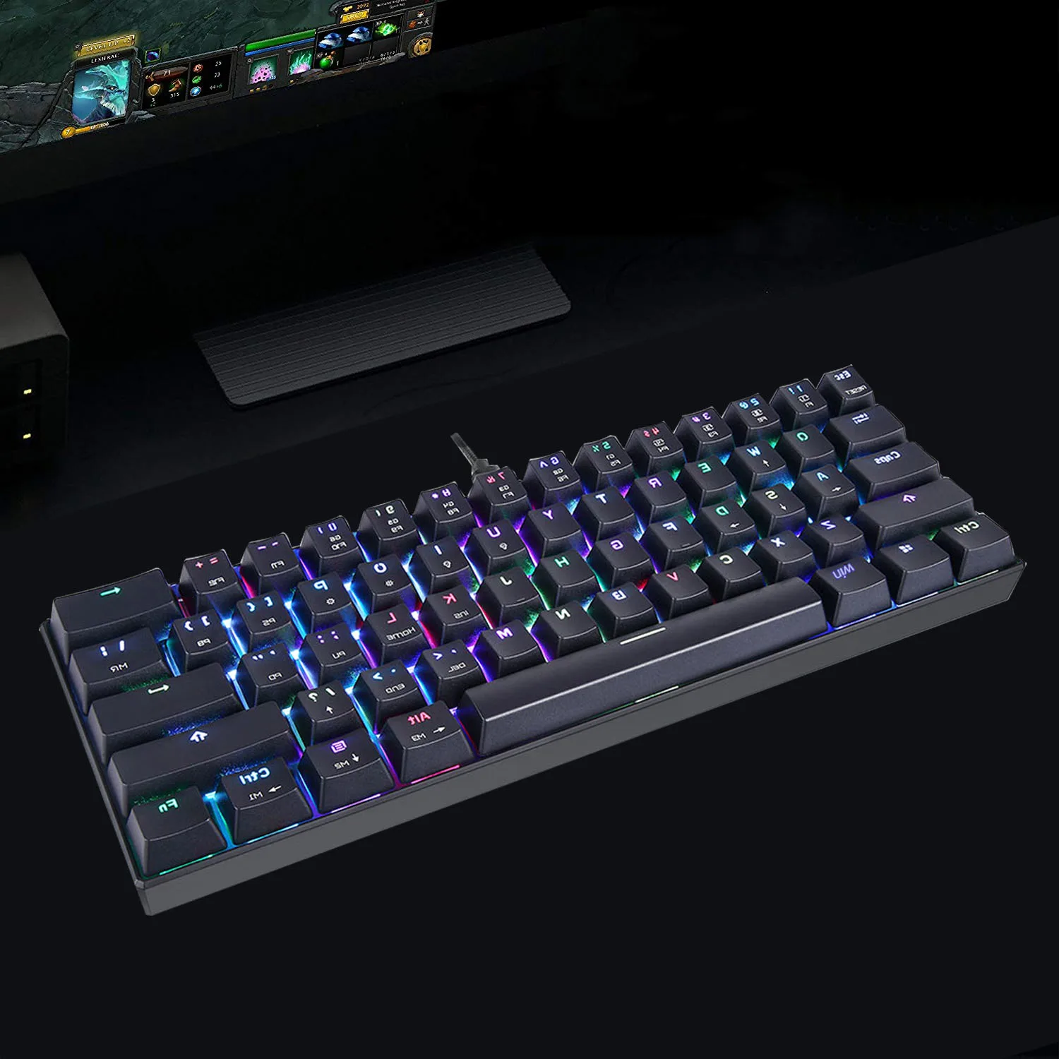 Motospeed CK61Gaming механическая клавиатура Английский красный переключатель синие металлические Проводные светодиодный фоновая подсветка RGB Anti-Ghosting для геймера