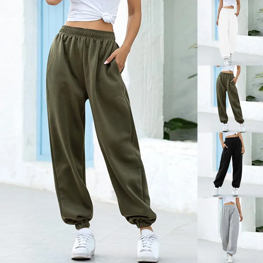 

Sweatpants Simple Solid Color Ankle Tied Sweatpants Sporty Trousers High Waist for Sports