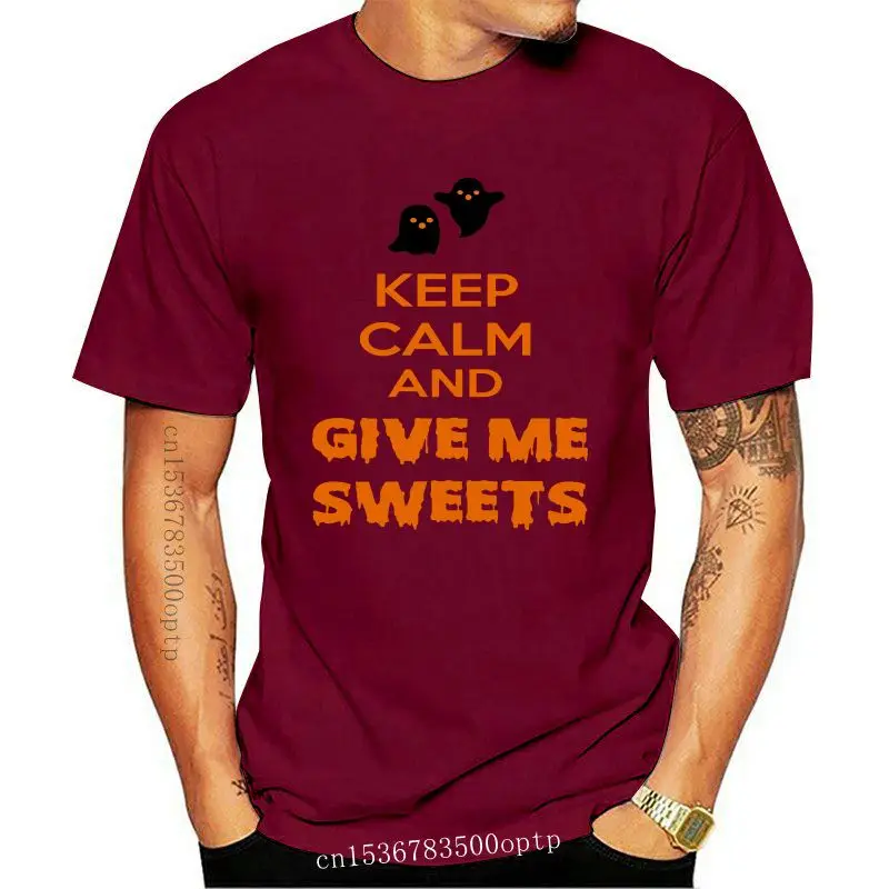 

2020 Summer Fashion Casual Men O-Neck T Shirt Keep Calm And Give Me The Sweets Funny Halloween Mens Womens Cotton T-Shirt T sh