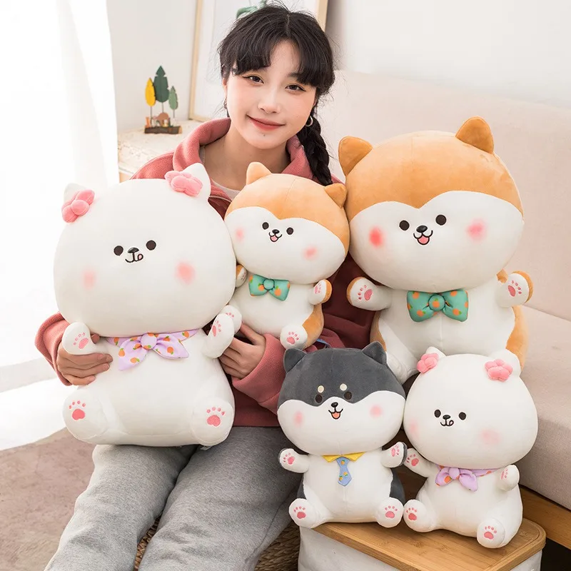 

25cm-40cm Lovely Steamed Bread Dog&Cat Plush Toy Soft Stuffed Cartoon Animal Shiba Inu&Husky Doll Home Decor Kids Birthday Gifts